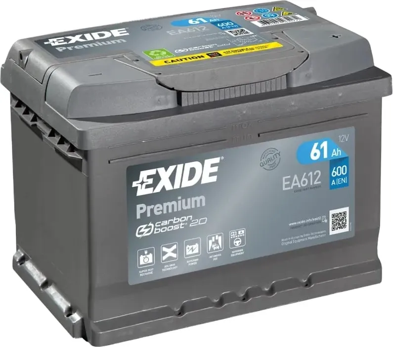 Bateri 12V 61Ah Exide Premium Ea612 - 1