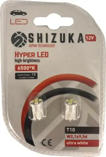 Lampa Hyper-led 12v 6500 K T10 5smd X 3chip Ultra White 10415 Shizuka