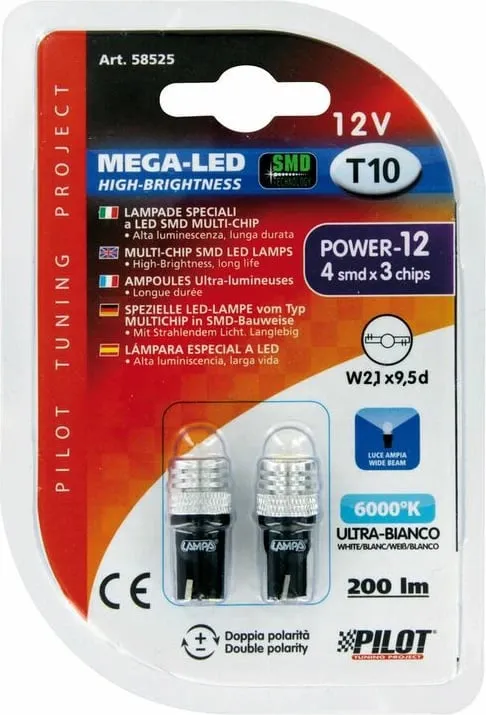 Lampa Led 12v T10 W2,1x9,5d Bardh Blis - 1
