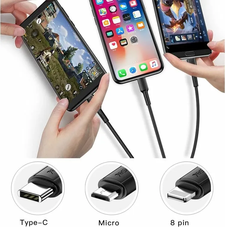 Kabllo 3ne1 Iphone, Micro, Type-c 1m 2.4a - 5