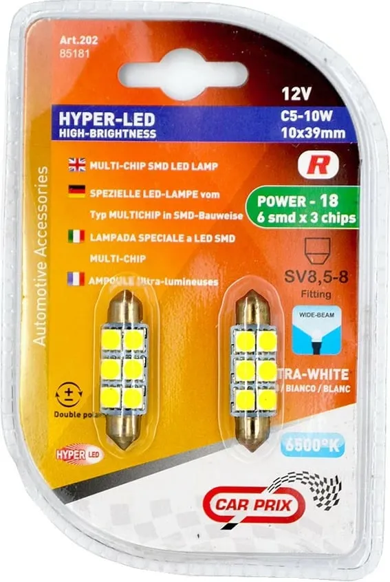 Lampa Led Sulfid 12v Bardhe Canbus 39mm Blister - 1