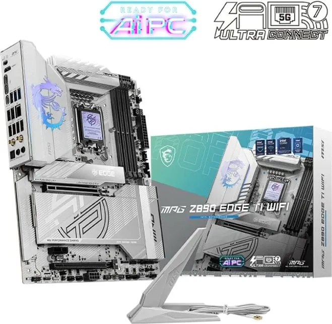 Pllakë amë MSI MPG Z890 EDGE TI WIFI, Intel Z890, LGA 1851, ATX, argjend e bardhë - 1
