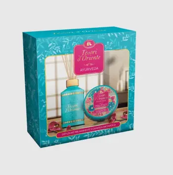 Set Tesori d'Oriente Ayurveda Shkopinjë Arome 250 ml + Qiri Aromatik 109 g