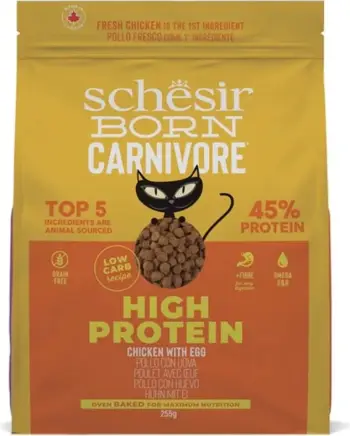 Ushqim për mace protein e lartë Chicken & Egg Schesir Carnivore, 1.25 kg