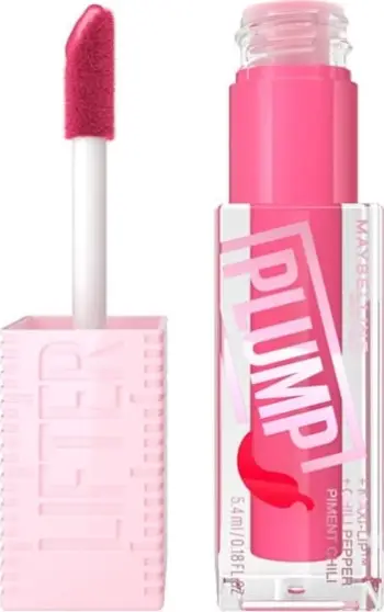 Buzëkuq i lëngshëm Maybelline Lifter Gloss +Maxi-Lip +Chili Pepper, 003 Pink Sting, 5.4 ml