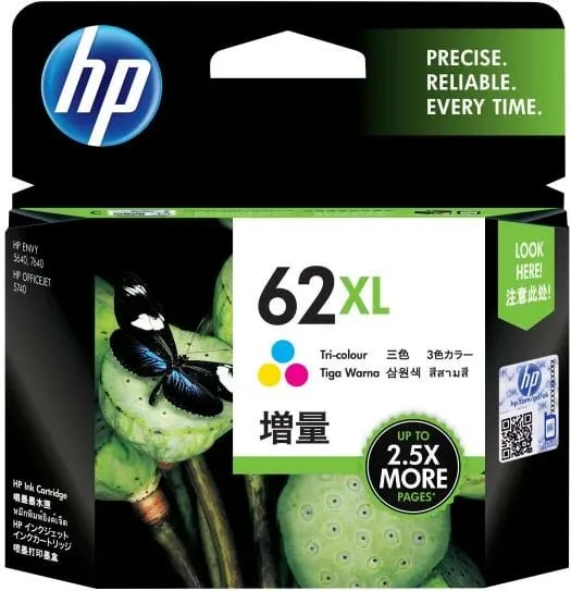 Ngjyrë printeri HP 62 XL, cian/magenta/verdhë, i zi - 2