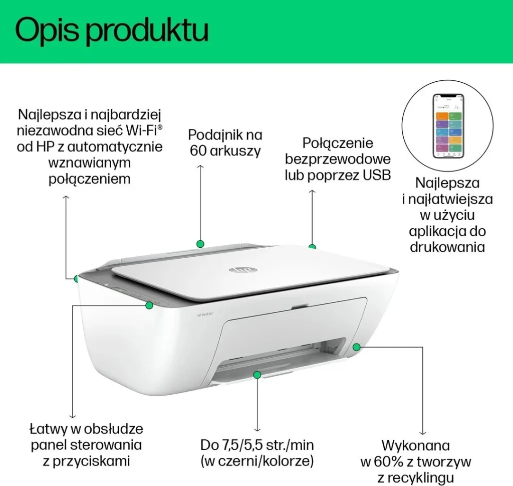 Printer multifunksional HP DeskJet 2820e, Inkjet termal, i hirtë - 34