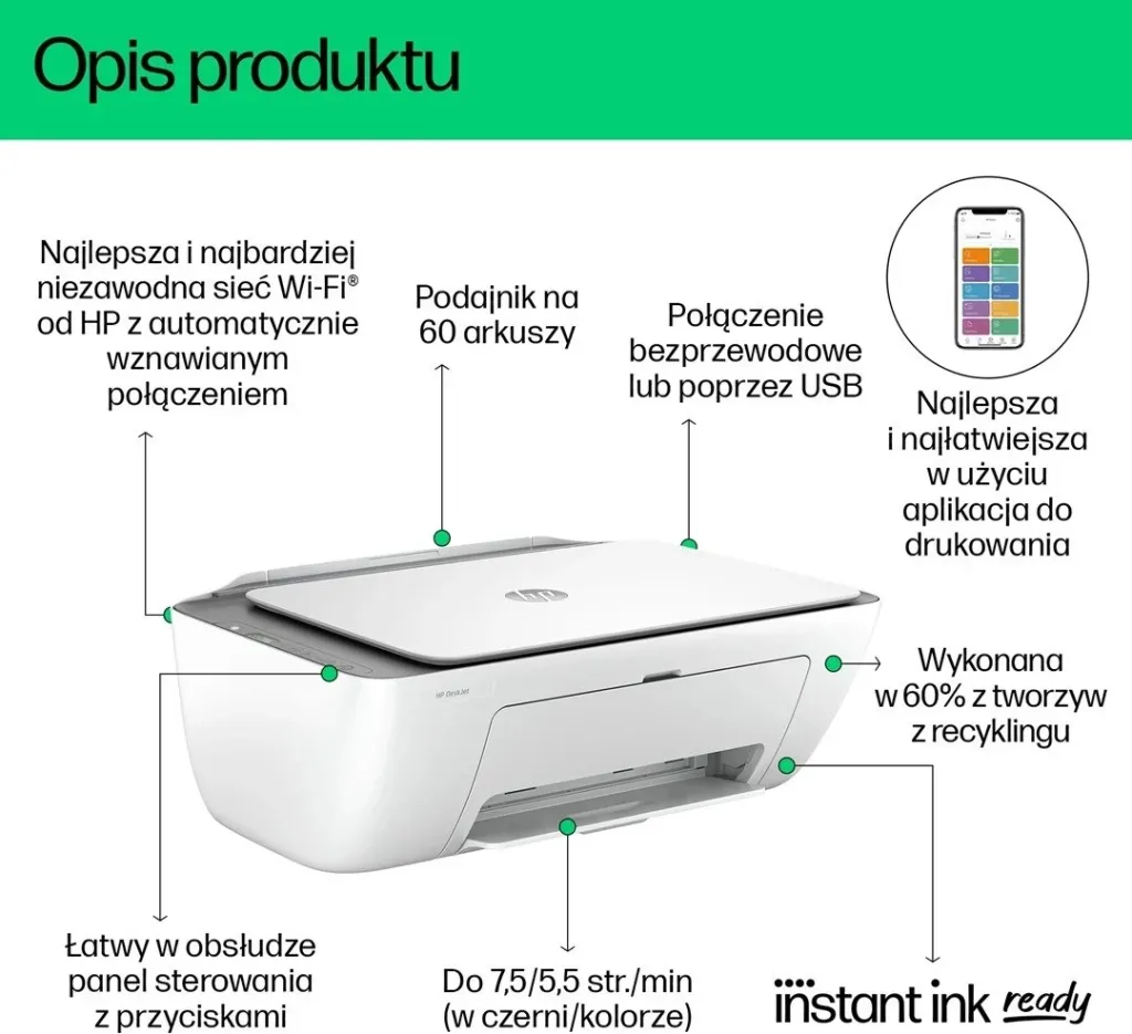 Printer multifunksional HP DeskJet 2820e, Inkjet termal, i hirtë - 54
