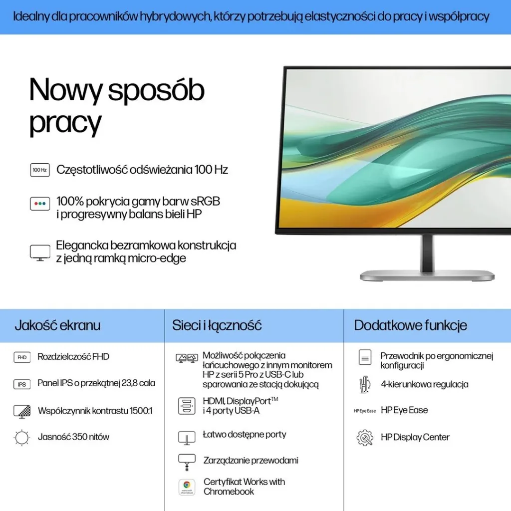 Monitor HP 5 Pro 524pf, 23.8" FHD, 100Hz, i zi - 3