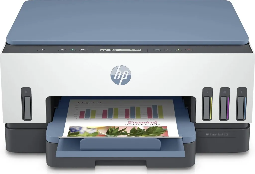 Printer HP Smart Tank 725, i bardhë / zi / kaltër - 1
