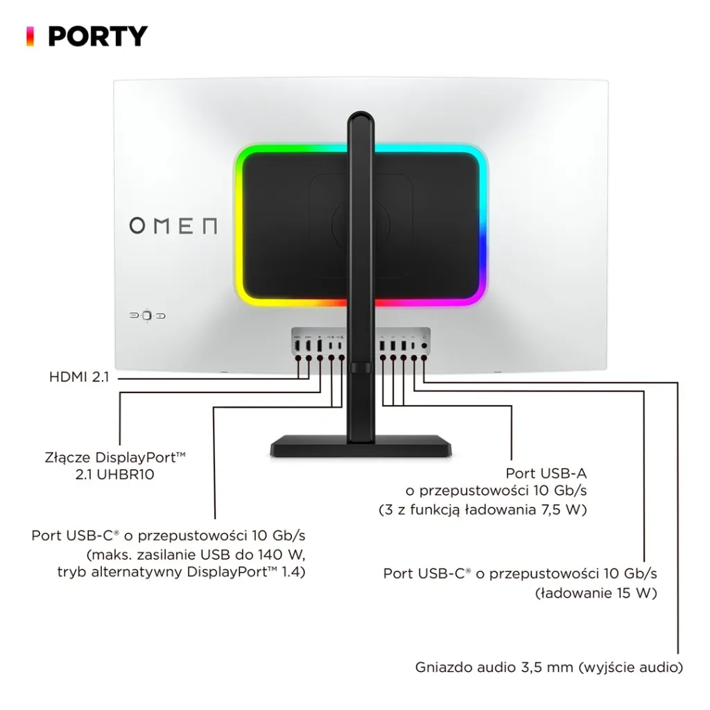 Monitor HP OMEN Transcend, 31.5" UHD OLED 240Hz, i bardhë/zi - 9
