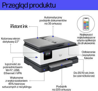 Printer All-in-One HP OfficeJet Pro 8132e, A4, Wi-Fi, i bardhë - 8