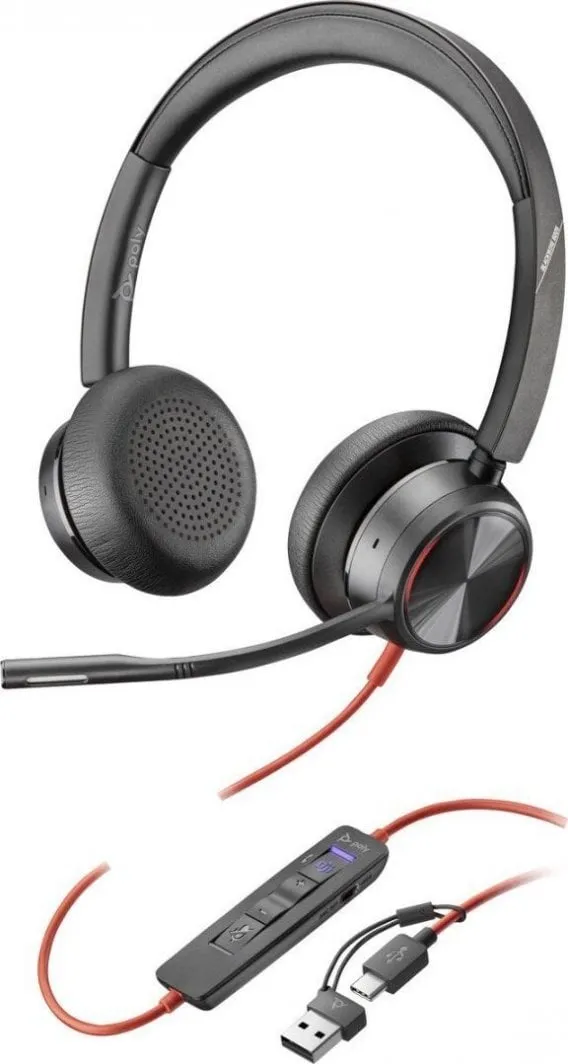 Kufje HP Blackwire 8225 (8X225AA), ANC, të zeza - 1
