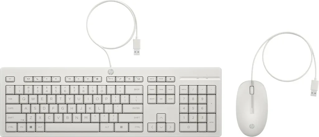 Set tastierë dhe maus HP 225 me kabllo, Bardhë - 1