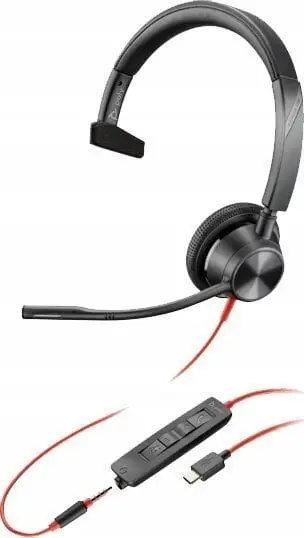 Kufje me mikrofon, Poly Blackwire 3315 (8X217AA), me kabllo, mono on-ear, 3.5 mm + USB-A, e zezë