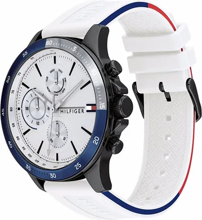 Ora dore Tommy Hilfiger 1791723, kronograf, 46mm, e bardhë - 2