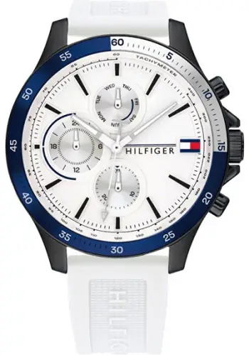 Ora dore Tommy Hilfiger 1791723, kronograf, 46mm, e bardhë