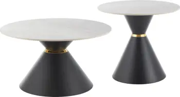 Set tavolinash kafeje NANDO, sipërfaqe qeramike, pamje mermeri gri, FH18267.03, Φ60cm & Φ80cm