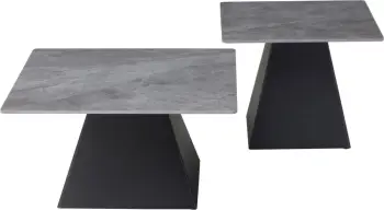 Tavolina kafeje QUBER, set 2 copë, sipërfaqe qeramike, pamje mermeri gri, katrore, FH18260.03