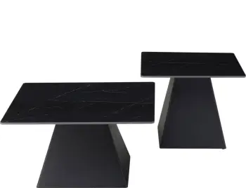 Set tavolinash kafeje QUBER, sipërfaqe qeramike, pamje mermeri të zi, katrore, FH18260.02