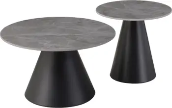 Set tavolinash kafeje RIDGE, sipërfaqe qeramike, pamje mermeri gri, FH18266.03, Φ50cm & Φ70cm