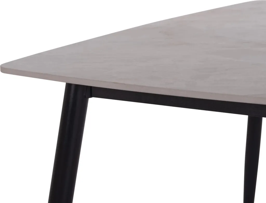 Tavolinë ngrënieje RAVEN, sipërfaqe qeramike ngjyrë mermeri gri, këmbë metalike të zeza, 120x70x73cm - 10