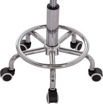 Stool rrotullues dizajneri për zyre IRIS FH211.21, lëkurë artificiale e zezë, 34x43x86.5cm, set prej 2 copash