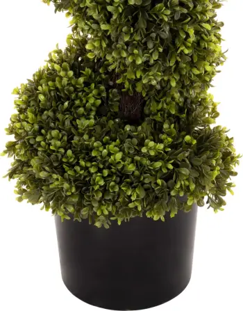 Bimë sintetike dekorative në vazo, formë spirale, boxwood, FH4022, 18x17-122cm