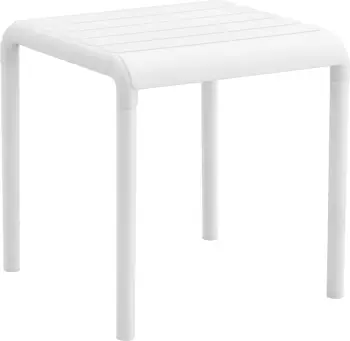 Tavolinë katrore për kafe, polipropilenë, e bardhë, KORVER FH6335.01, 45x45x48cm