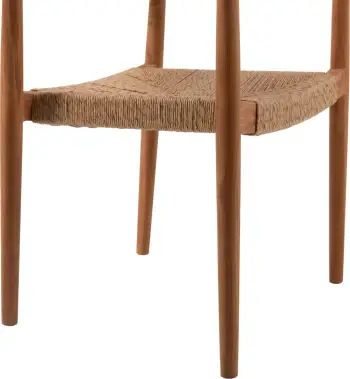 Karrige me krahë prej druri teak dhe litar sintetik, ngjyrë natyrale, FH9389.01, 59.5x56x76.5 cm