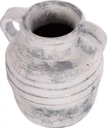 Vazo dekorative tavoline VERMO, terrakotë, ngjyrë gri e çelët, FH4398, 21x22cm