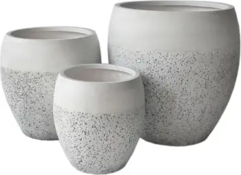 Set vazo për lule, 3 copë, FiberClay, e bardhë, GARDENER FH4718, Φ55x54Hcm