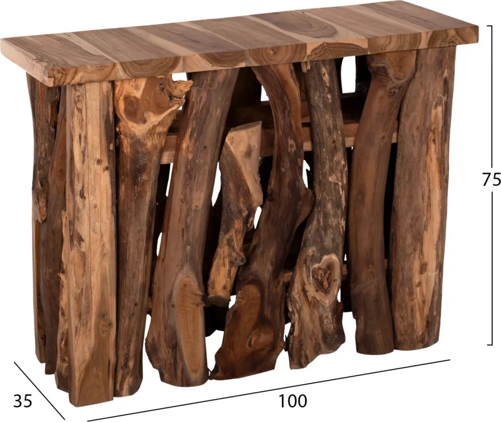 Konsol prej druri tik natyral, 100x35x75cm - 3