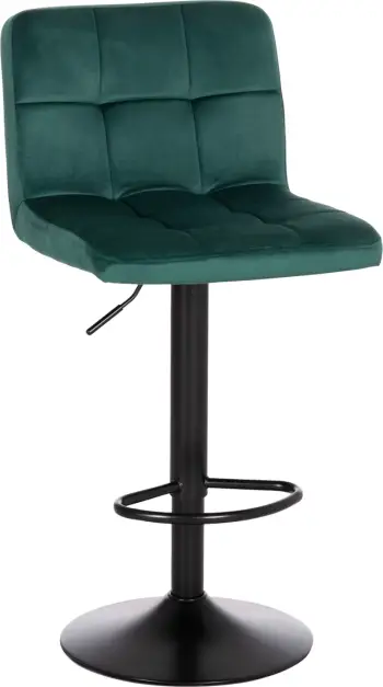 Karrige për bar rrotulluese DIANA, kadife jeshile cypress, metal i zi mat, 44x52x109cm, set prej 2 copë