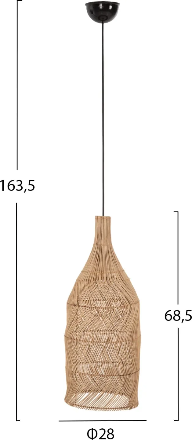 Llambë tavani varëse, ratan natyral, Φ28x163.5cm - 2