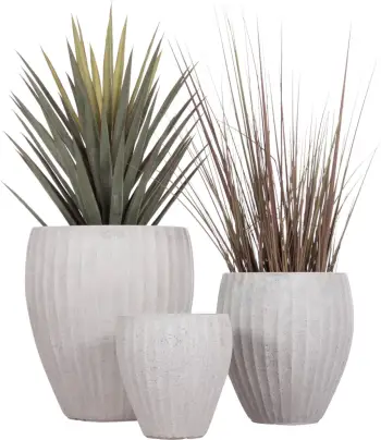 Set vazo të rrumbullakëta për kopsht, 3 copë, seria Gardener, ngjyrë çimento, FH4728, Φ48x56Hcm