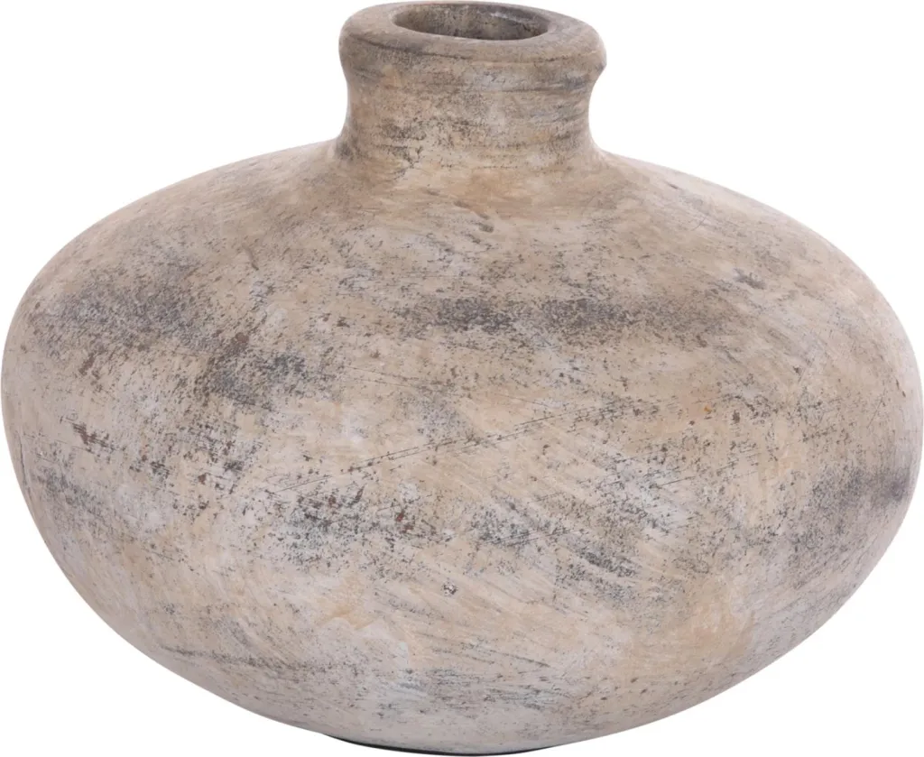 Vazo dekorative tavoline VERMO, terrakotë, ngjyrë ecru, Φ27x18cm - 2