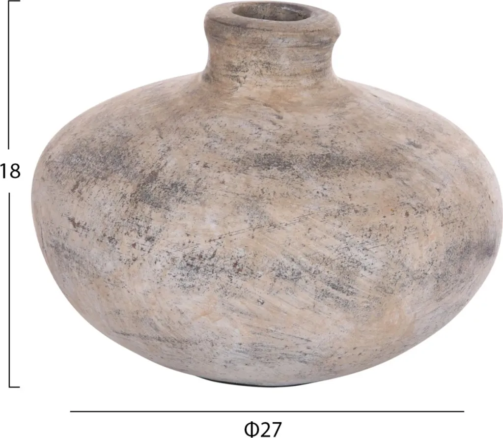 Vazo dekorative tavoline VERMO, terrakotë, ngjyrë ecru, Φ27x18cm - 3
