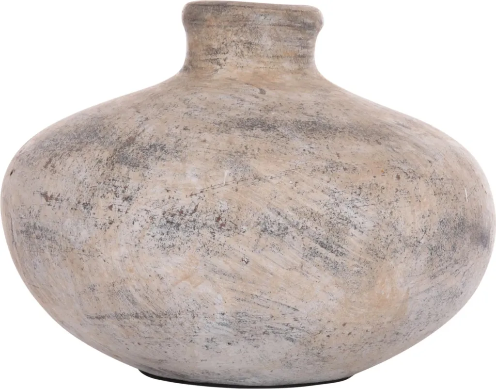 Vazo dekorative tavoline VERMO, terrakotë, ngjyrë ecru, Φ27x18cm - 4