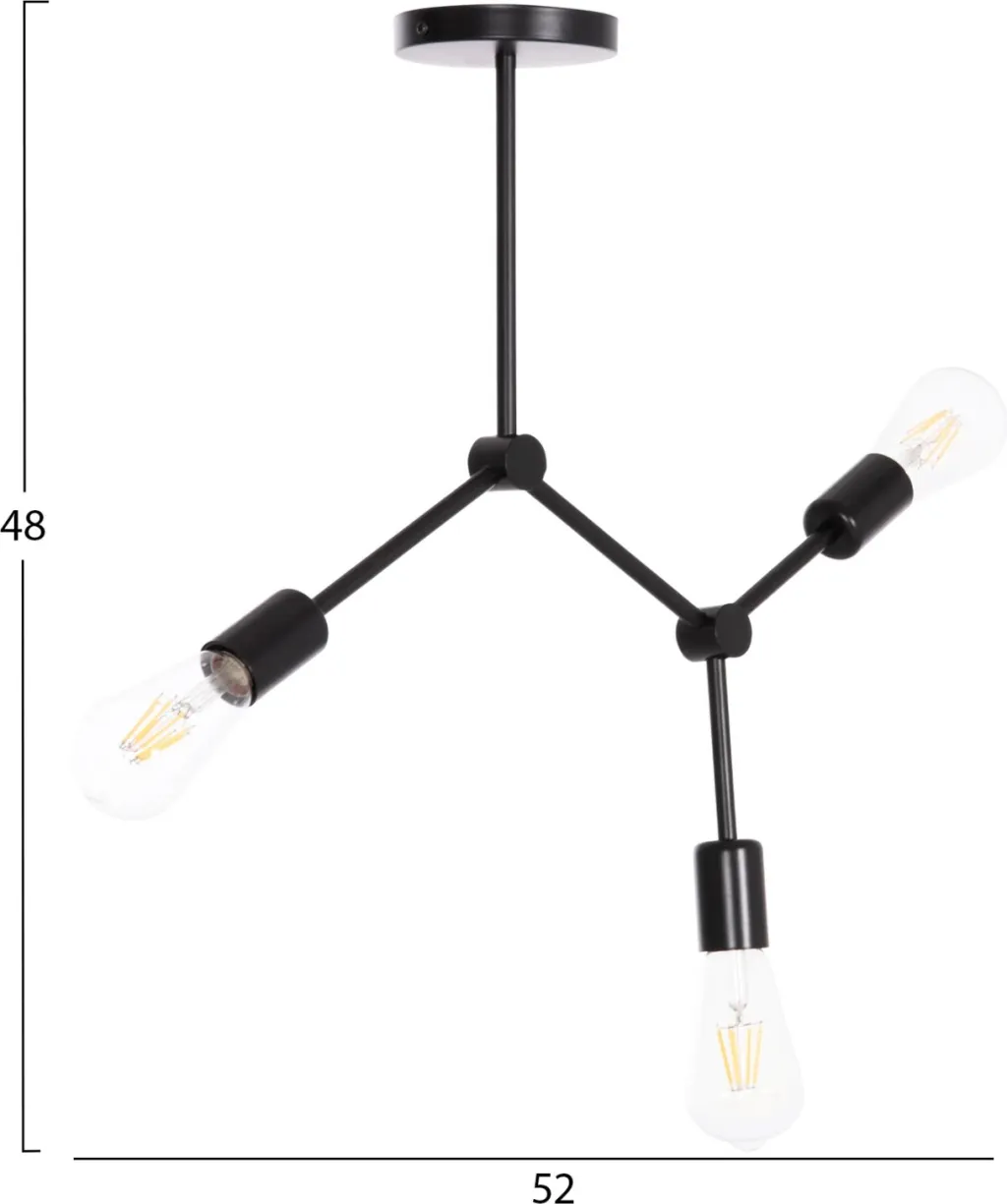 Llambë tavani me 3 drita, metal i zi, LIGHTY FH7404.11, 52x5x48cm - 3