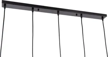 Llambë tavani varëse me 5 drita, metal i zi, priza të arta, BIUT FH7545.11, 80x6x138cm