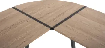 Tavolinë këndore FH9319, kornizë metalike gri e errët dhe sipërfaqe tavoline MDF ngjyrë lisi 147X112X74H cm