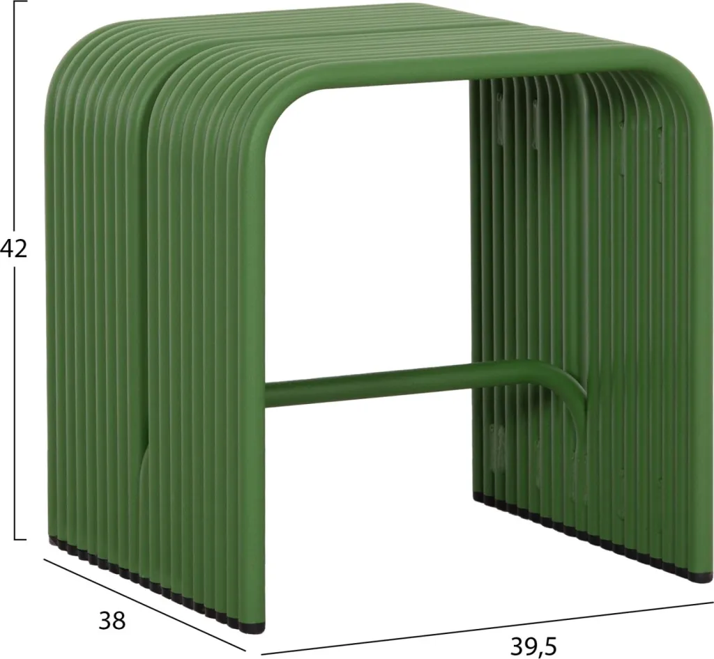 Stool i ulët INTREPID, alumin, ngjyrë e gjelbër, 40x38x42.5cm - 2