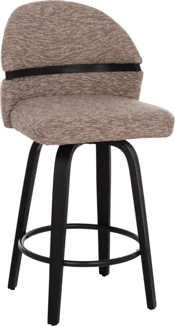 Karrige për bar rrotulluese Dekker, dru i zi, stof kafe, set prej 2 copë, 48x54x96cm