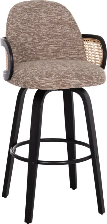 Karrige për bar rrotulluese BECKER, dru i zi, stof kafe, set 2 copë, FH18251.03, 50x52x100cm