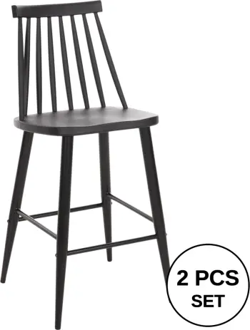 Karrige për bar mesatare VANESSA FH9300.12 polipropilen & metalike, e zezë, 45,5x46x97H cm., set prej 2 copë