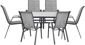 Set kopshti tavolinë Bruno & karrige Leon FH5206.01, 7 pjesë, hiri