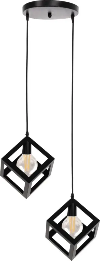Llambë varëse tavani FH4035 2 kuba metalike të zeza Φ18x130Hcm
