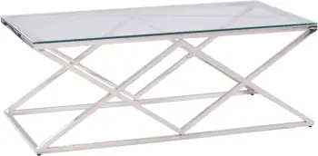 Tavolinë kafeje HOLLAND FH8624.01 me xham dhe bazë kromi 120x60x45 cm