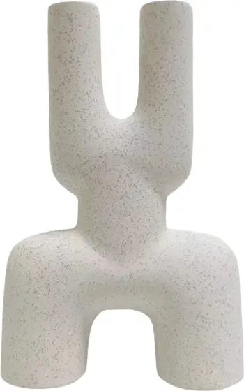 Dekor tavoline prej qeramike MANI FH4642.01 ngjyrë e bardhë me kristalizim 15.5x6x23.5Hcm